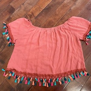 See You Monday Burnt Orange Cropped Blouse, size XL